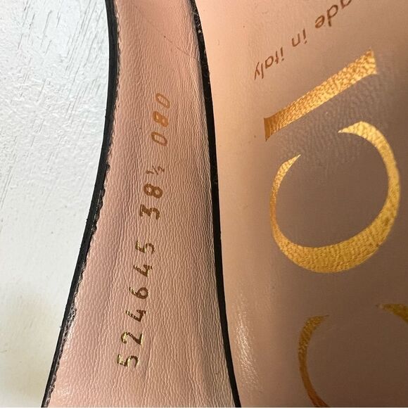 Gucci SYLVIE WEB LEATHER SLINGBACK HEELS PUMPS IN BLACK EU 38.5 EUC MSRP $795 - Picture 10 of 10